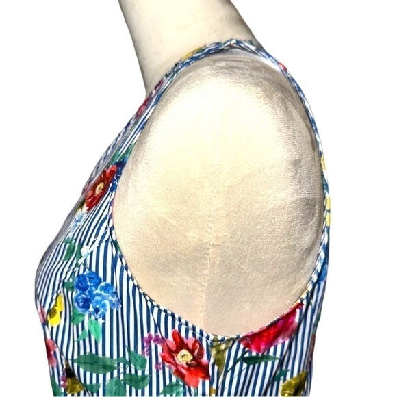 Zara Striped Floral Midi Dress Medium M - Picture 11 of 16